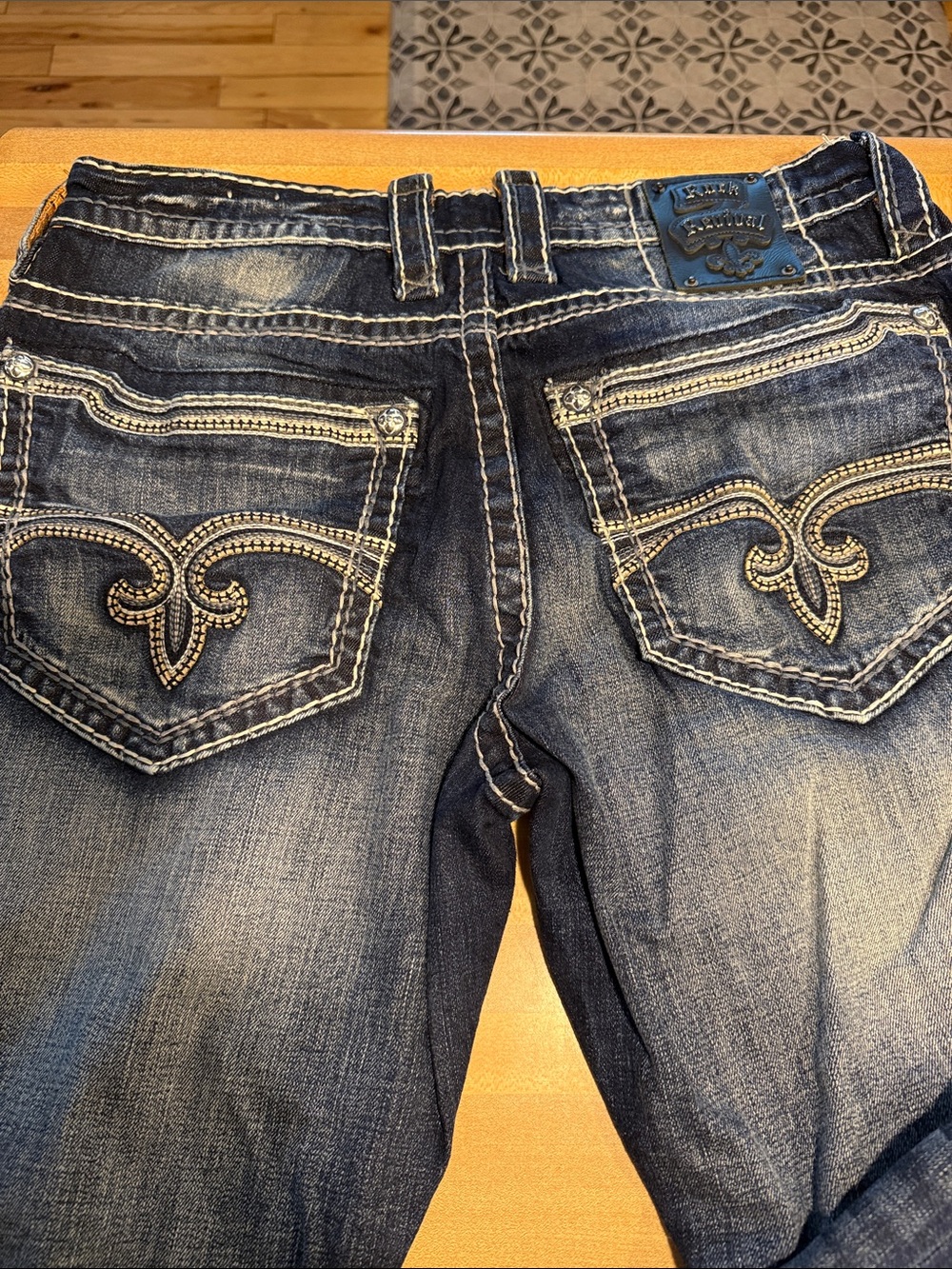 Rock Revival Dark Blue Embellished Back Pocket Jeans